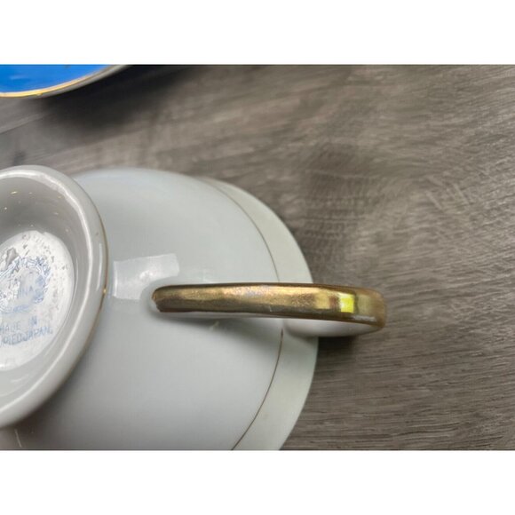 Vintage Occupied Japan Teacup & Saucer Hand Painted Blue Floral Taiyo China - Picture 4 of 11